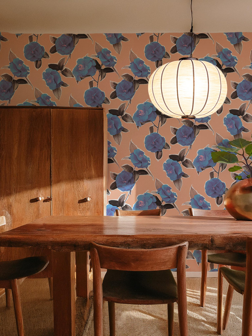Camellia Wallpaper, cotton candy - Tampa Home & Garden Store