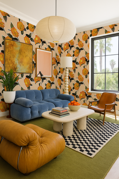Camellia Wallpaper, peach - Tampa Home & Garden Store