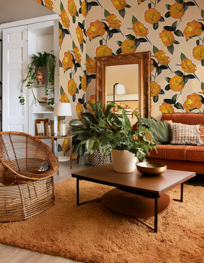 Camellia Wallpaper, peach - Tampa Home & Garden Store