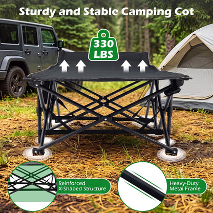 DirectDeals camping cot for adults with padded mat, heavy-duty metal frame, 330 lb capacity on Tampa Home & Garden Store