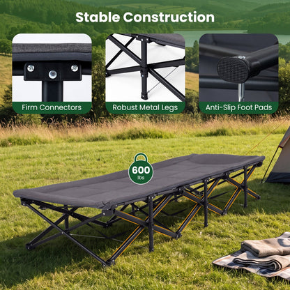 Camping Cot DirectDeals gray with padded pillow and storage pouch on Tampa Home & Garden Store