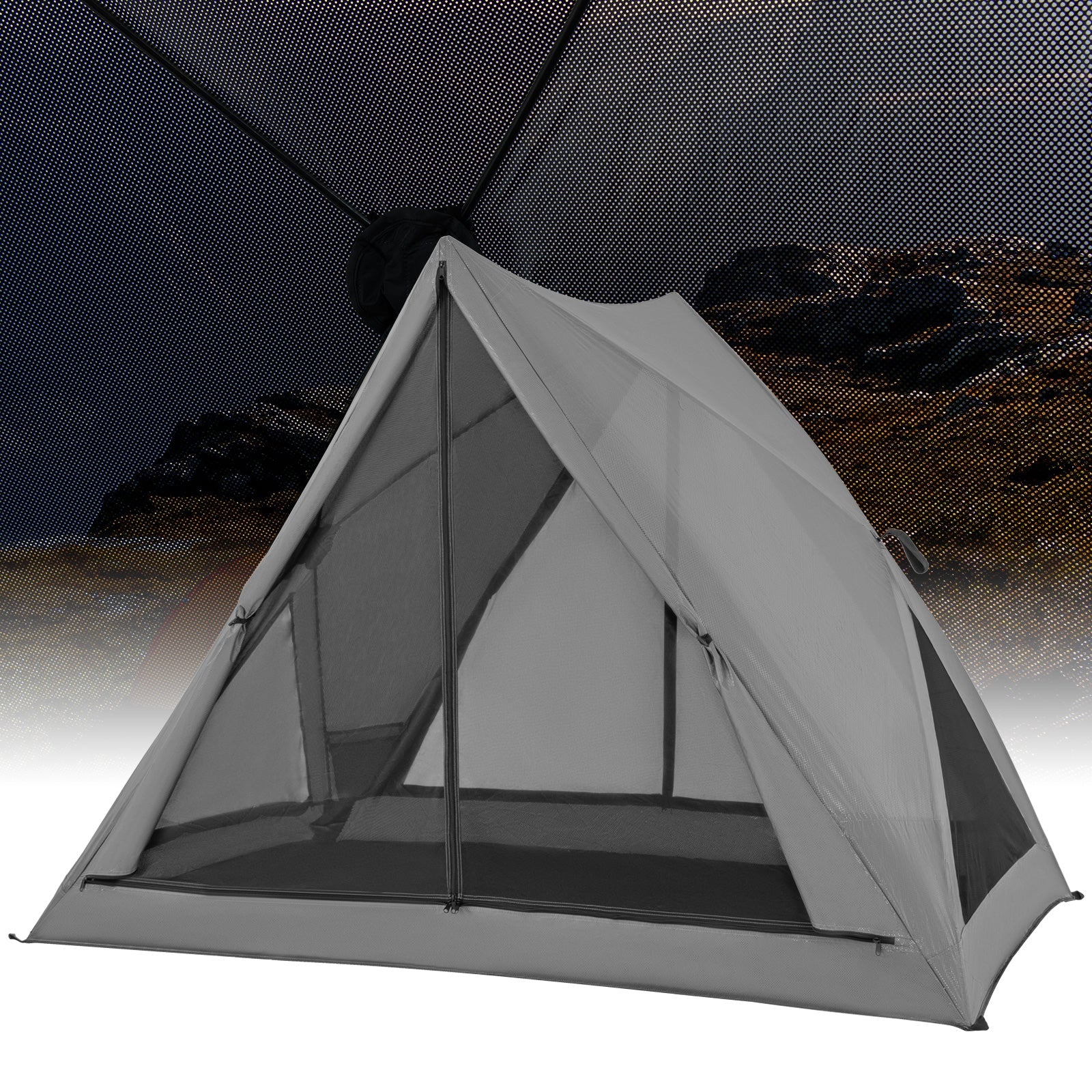 GemGear pop-up tent for 2-3 people in gray with mesh window, rainfly, and carry bag on Tampa Home & Garden Store