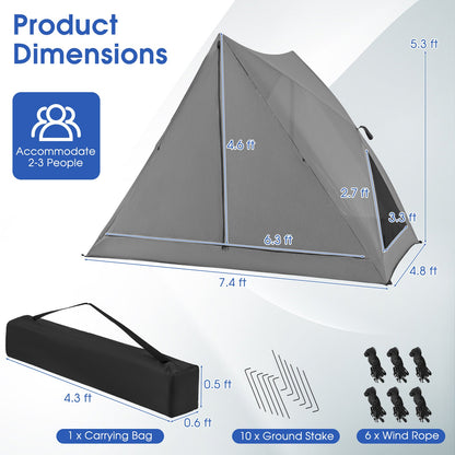Pop-up camping tent GemGear gray for 2-3 people with carry bag and rainfly on Tampa Home & Garden Store