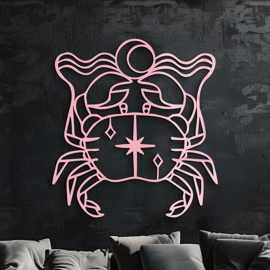 Cancer Zodiac Sign Silhouette – Pink Metal Wall Art - KAFGP164 - Tampa Home & Garden Store