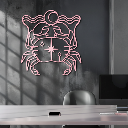 Cancer Zodiac Sign Silhouette – Pink Metal Wall Art - KAFGP164 - Tampa Home & Garden Store