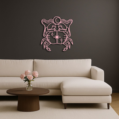Cancer Zodiac Sign Silhouette – Pink Metal Wall Art - KAFGP164 - Tampa Home & Garden Store