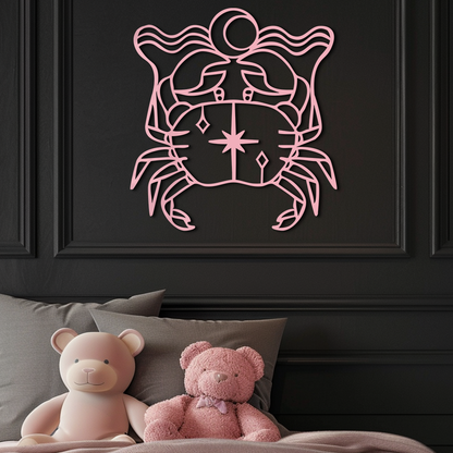 Cancer Zodiac Sign Silhouette – Pink Metal Wall Art - KAFGP164 - Tampa Home & Garden Store
