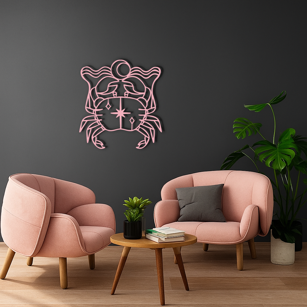 Cancer Zodiac Sign Silhouette – Pink Metal Wall Art - KAFGP164 - Tampa Home & Garden Store