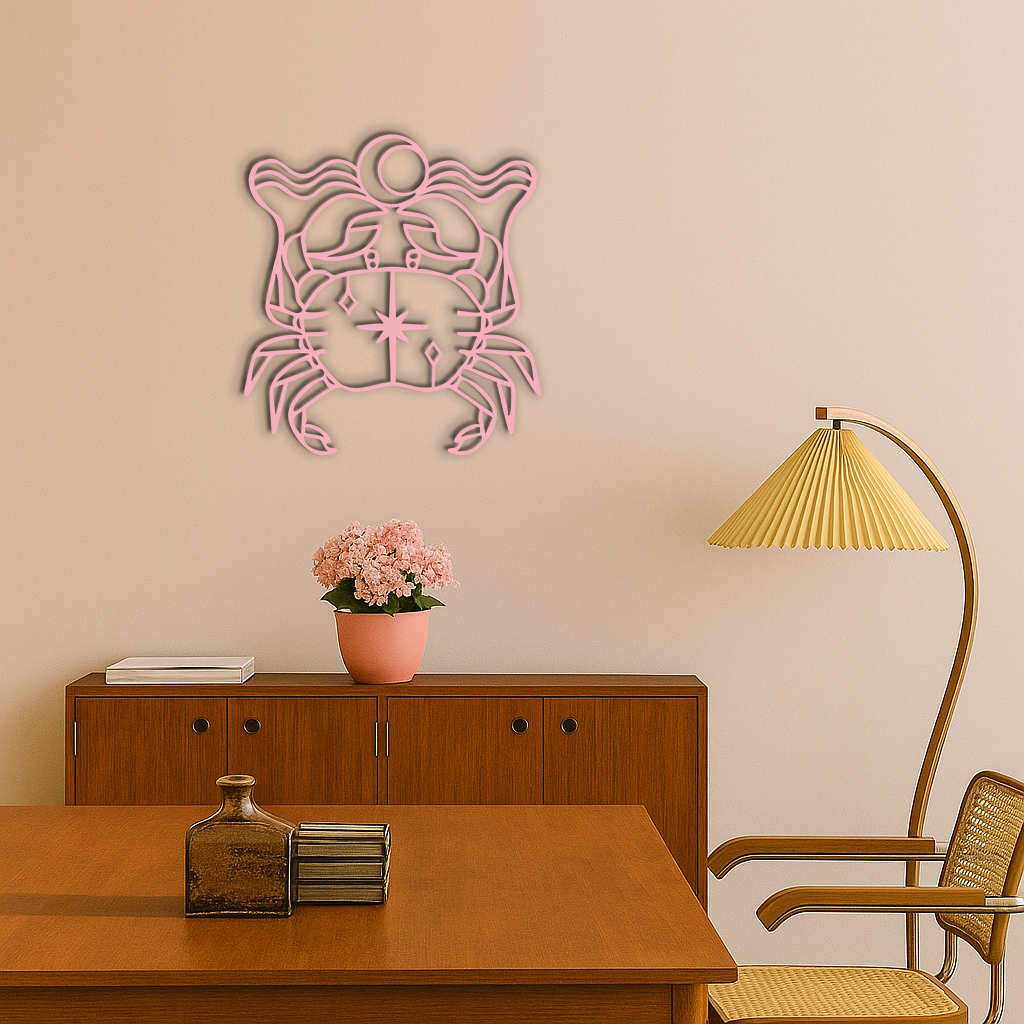 Cancer Zodiac Sign Silhouette – Pink Metal Wall Art - KAFGP164 - Tampa Home & Garden Store