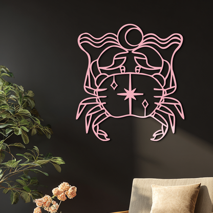 Cancer Zodiac Sign Silhouette – Pink Metal Wall Art - KAFGP164 - Tampa Home & Garden Store