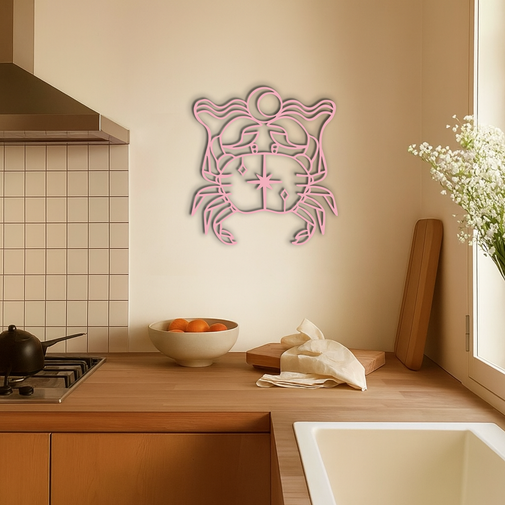 Cancer Zodiac Sign Silhouette – Pink Metal Wall Art - KAFGP164 - Tampa Home & Garden Store
