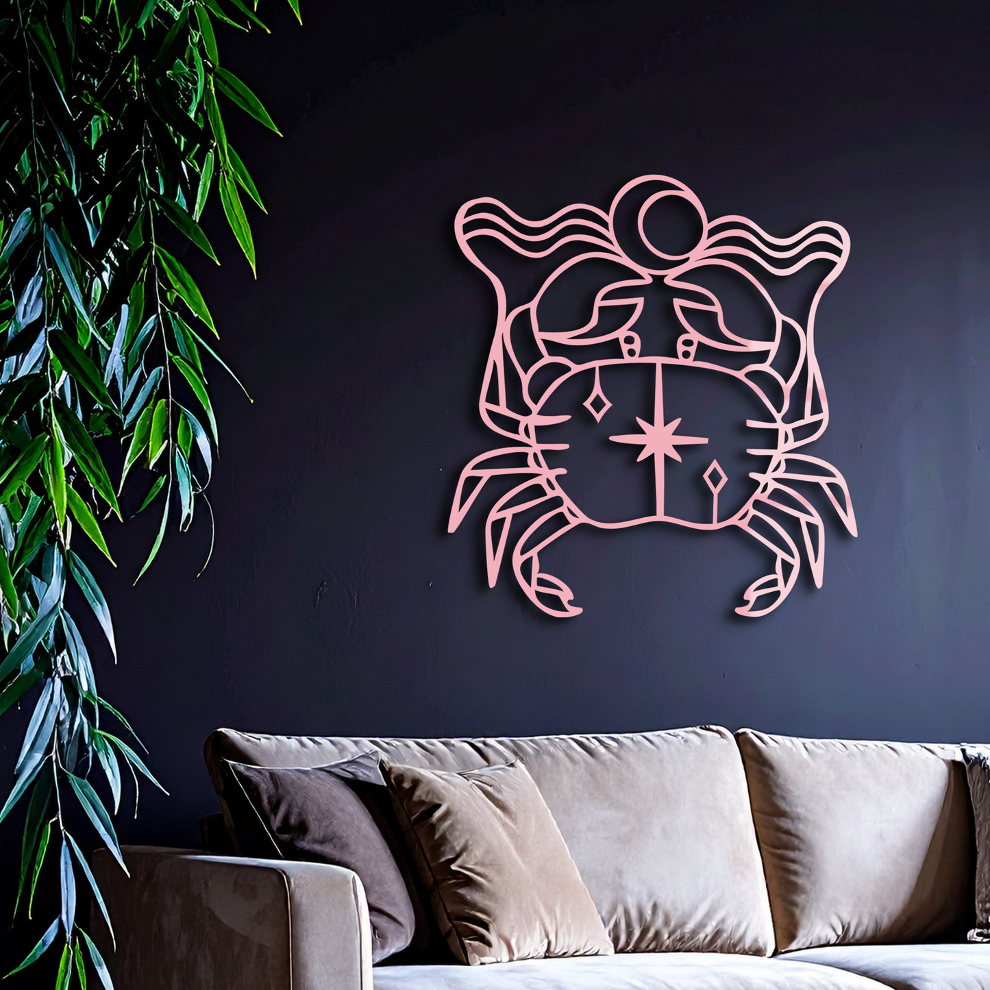 Cancer Zodiac Sign Silhouette – Pink Metal Wall Art - KAFGP164 - Tampa Home & Garden Store