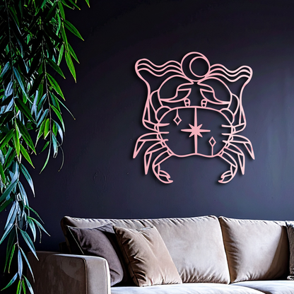 Cancer Zodiac Sign Silhouette – Pink Metal Wall Art - KAFGP164 - Tampa Home & Garden Store
