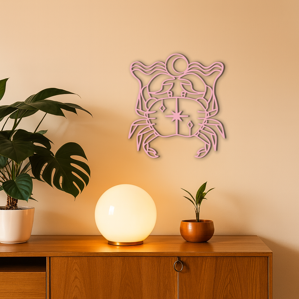 Cancer Zodiac Sign Silhouette – Pink Metal Wall Art - KAFGP164 - Tampa Home & Garden Store