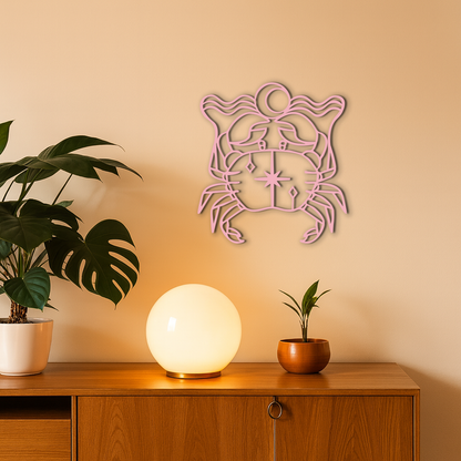Cancer Zodiac Sign Silhouette – Pink Metal Wall Art - KAFGP164 - Tampa Home & Garden Store