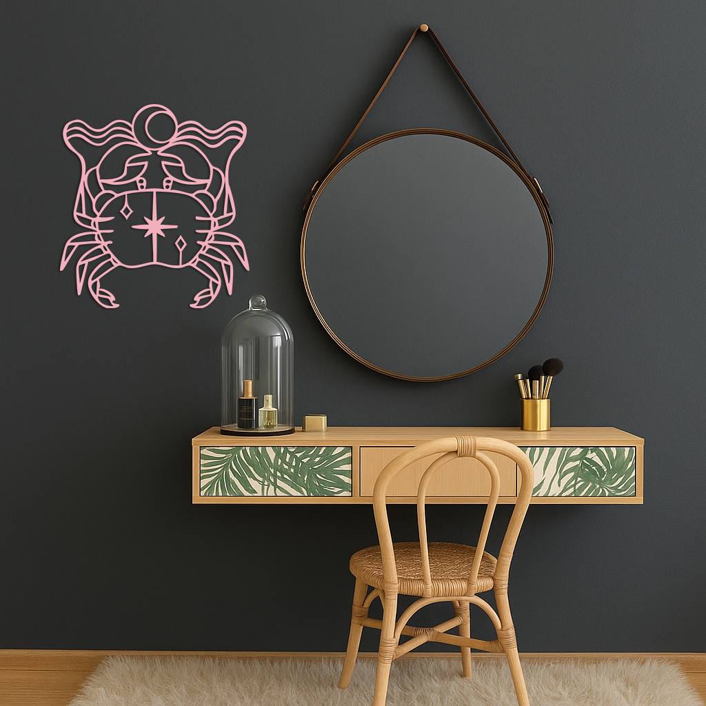 Cancer Zodiac Sign Silhouette – Pink Metal Wall Art - KAFGP164 - Tampa Home & Garden Store