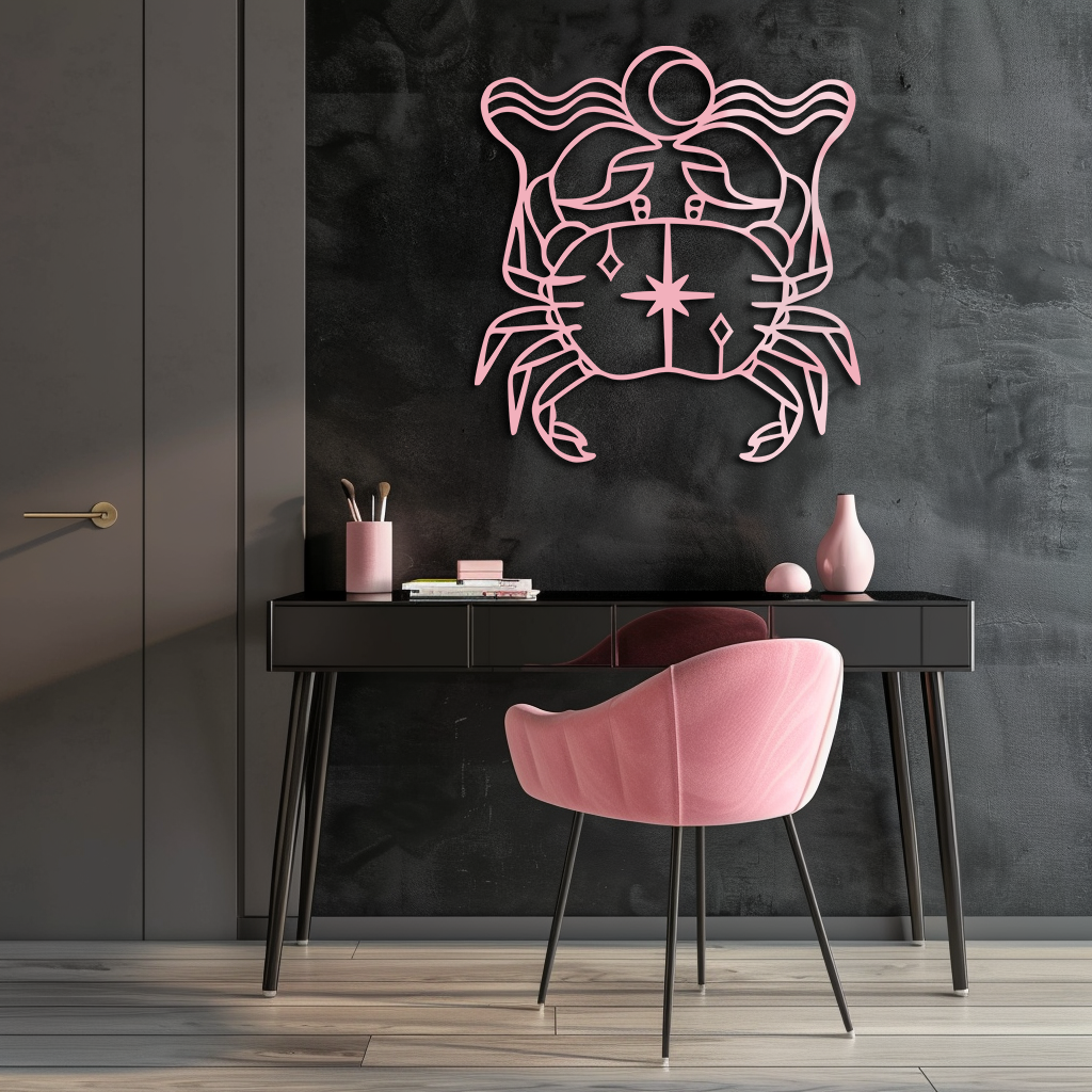 Cancer Zodiac Sign Silhouette – Pink Metal Wall Art - KAFGP164 - Tampa Home & Garden Store