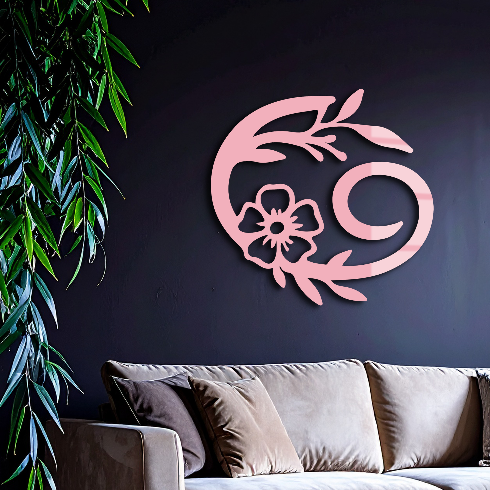 Cancer Zodiac Symbol Metal Wall Art – Floral Astrology Home Decor - KAFGP078 - Tampa Home & Garden Store