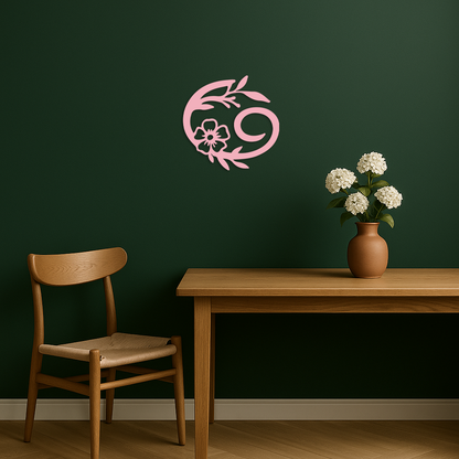 Cancer Zodiac Symbol Metal Wall Art – Floral Astrology Home Decor - KAFGP078 - Tampa Home & Garden Store