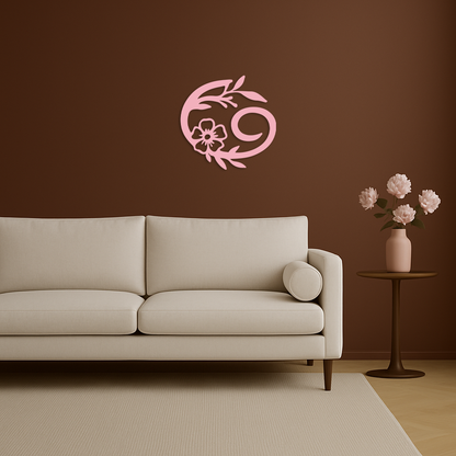 Cancer Zodiac Symbol Metal Wall Art – Floral Astrology Home Decor - KAFGP078 - Tampa Home & Garden Store