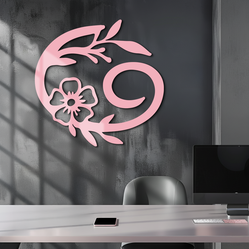 Cancer Zodiac Symbol Metal Wall Art – Floral Astrology Home Decor - KAFGP078 - Tampa Home & Garden Store