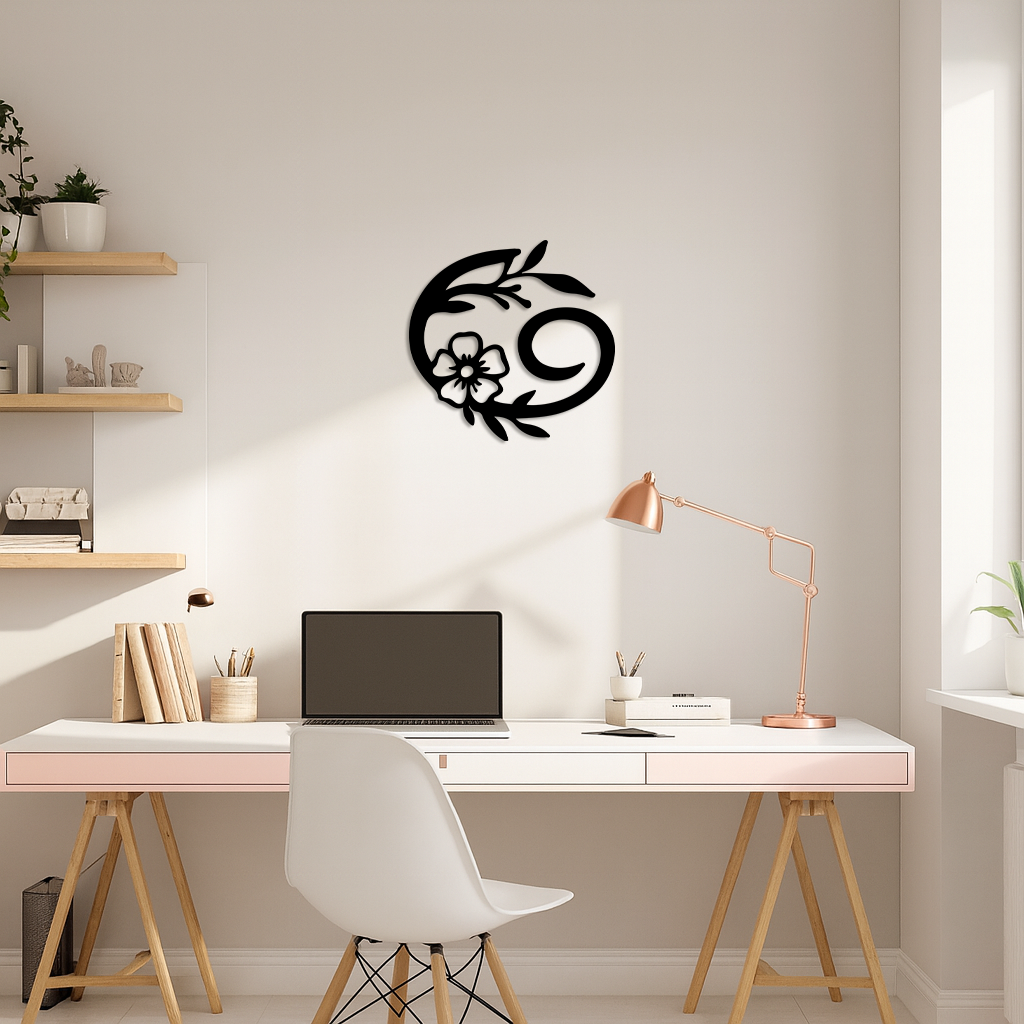 Cancer Zodiac Symbol Metal Wall Art – Floral Astrology Home Decor - KAFGP078 - Tampa Home & Garden Store