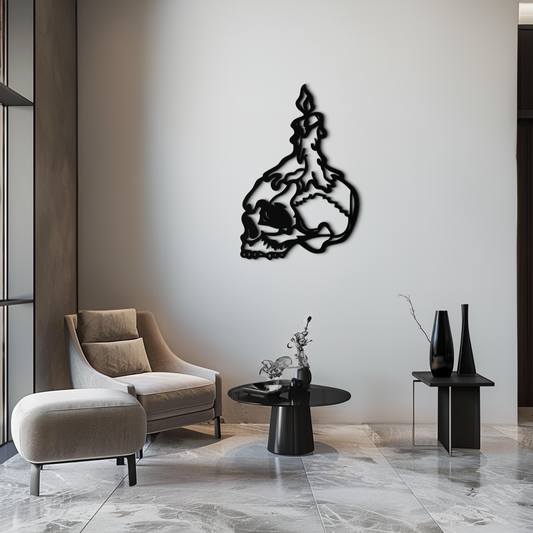 Candle on Skull Gothic Style Metal Wall Art – Dark Themed Home Decor - KAF643 - Tampa Home & Garden Store