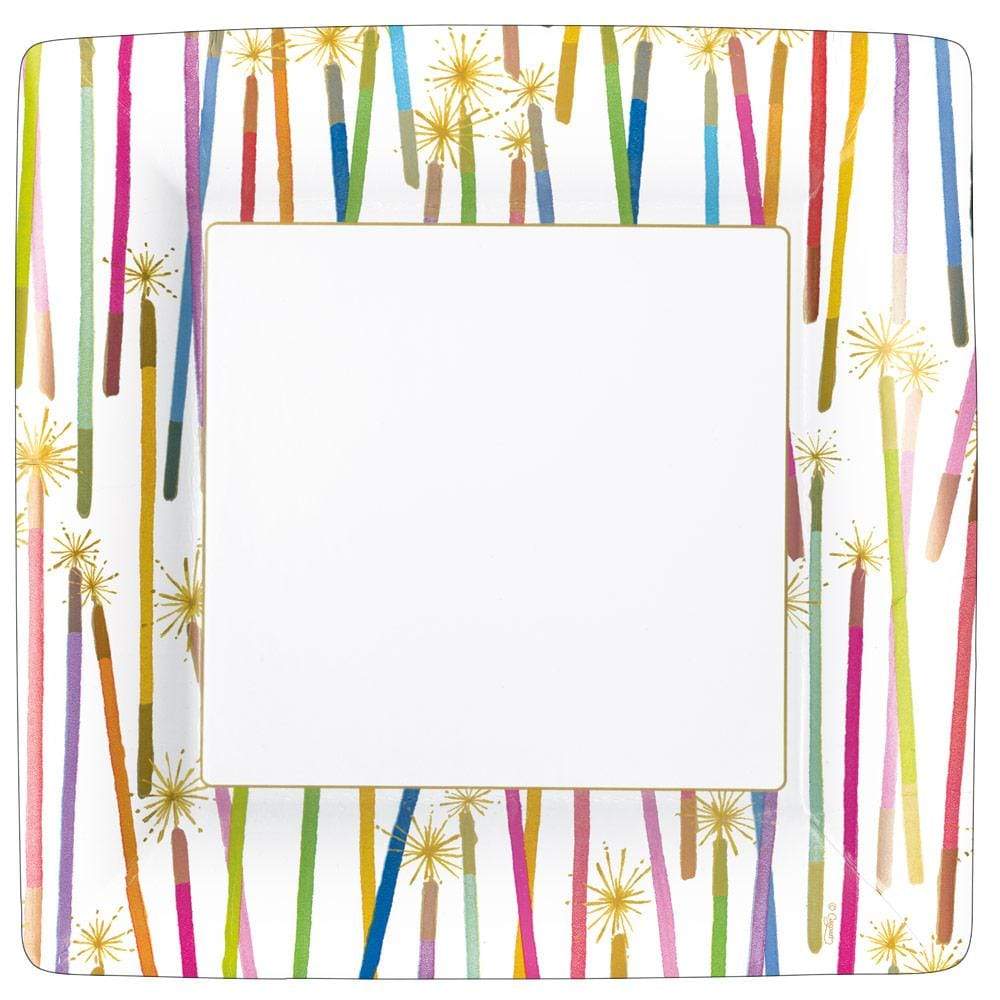 Candles White Multi - Dinner Plate - Square - Tampa Home & Garden Store