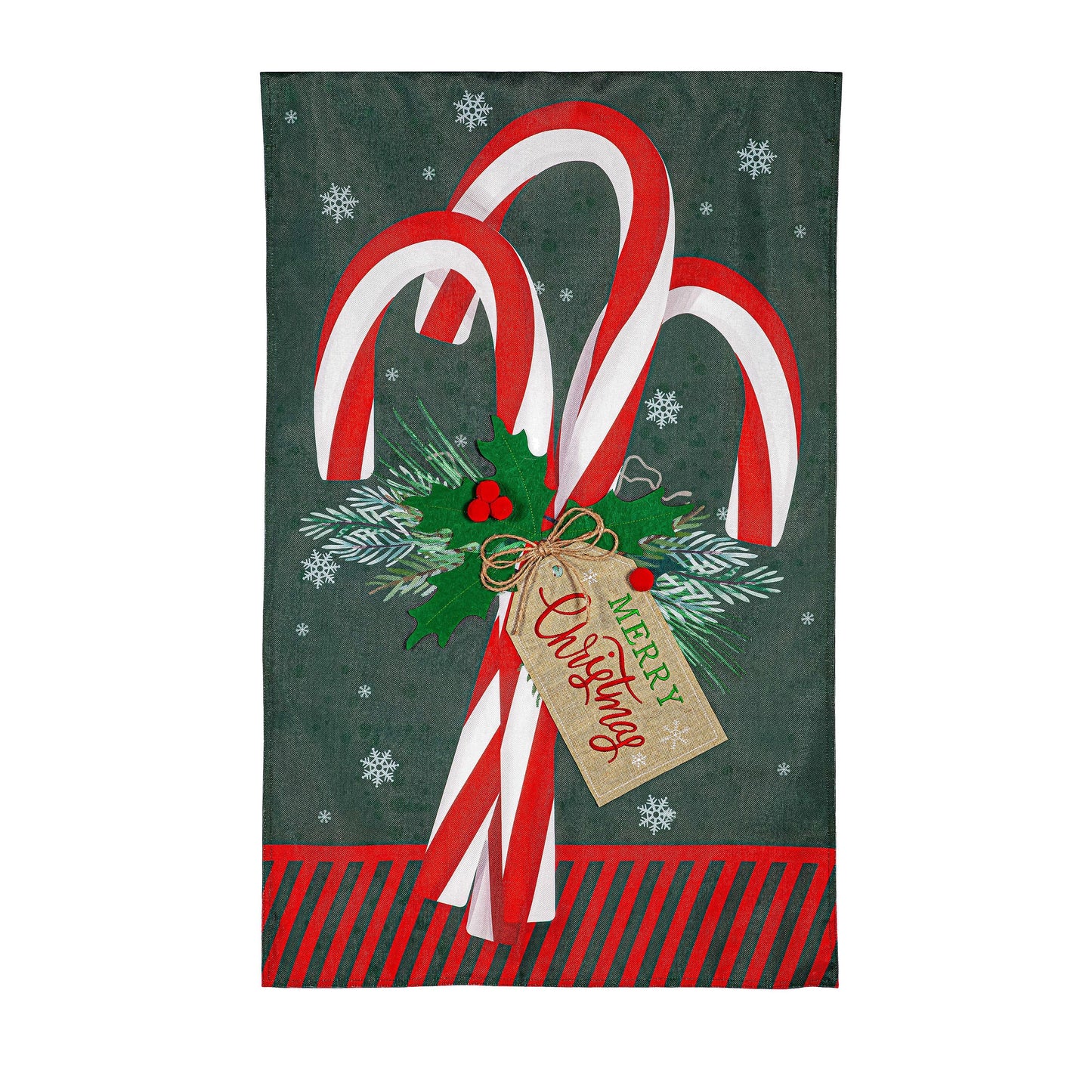 Candy Cane Burlap House Flag - Tampa Home & Garden Store