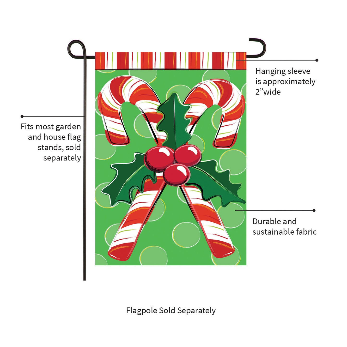 Candy Cane Christmas Applique Garden Flag - Tampa Home & Garden Store