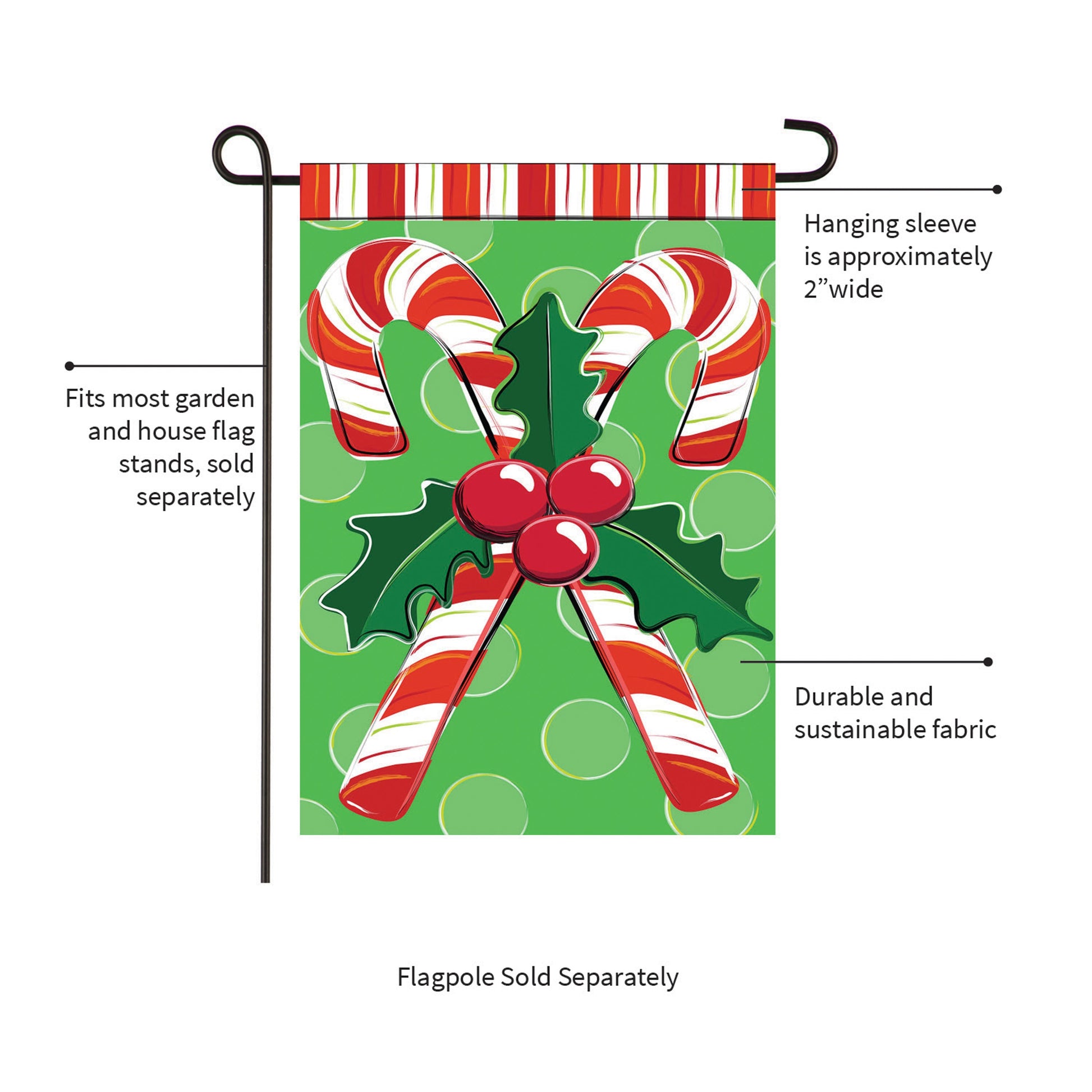 Candy Cane Christmas Applique Garden Flag - Tampa Home & Garden Store