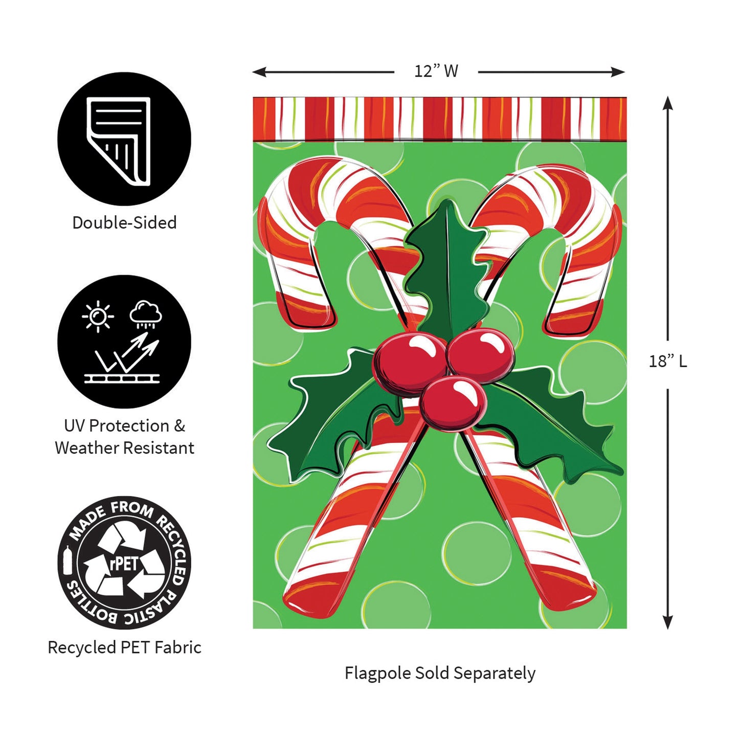 Candy Cane Christmas Applique Garden Flag - Tampa Home & Garden Store