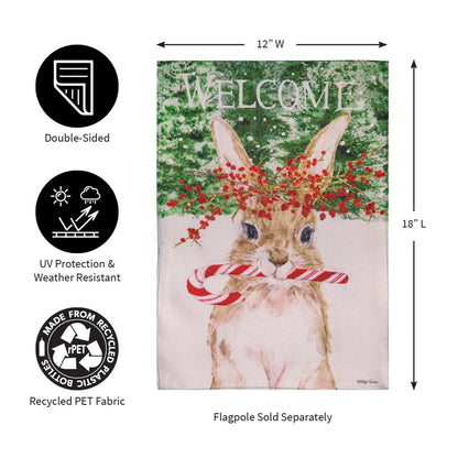 Candy Cane Rabbit Burlap Garden Flag - Tampa Home & Garden Store