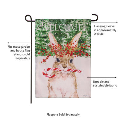 Candy Cane Rabbit Burlap Garden Flag - Tampa Home & Garden Store