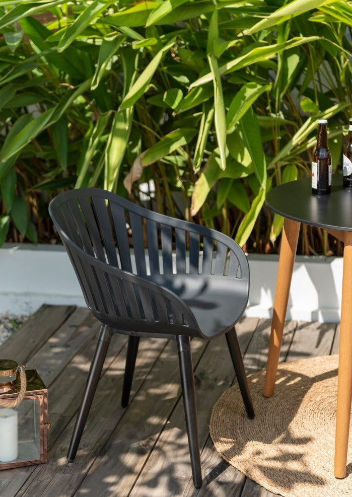 Nassau Resin and Aluminum Outdoor Chairs, black, 4-piece set by LifestyleGarden US on Tampa Home & Garden Store