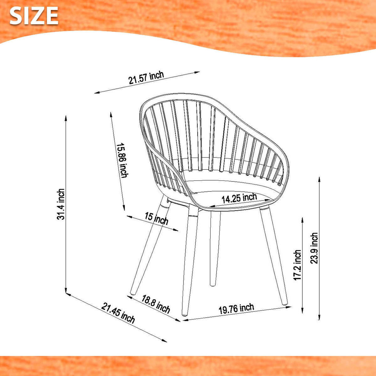 Nassau Chairs Resin and Wood 4-Piece outdoor chairs LifestyleGarden US schematic dimensions on Tampa Home & Garden Store