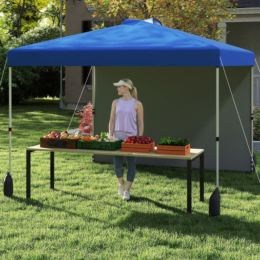 10 X 10 FT Pop up Canopy Tent with 1 Sidewall and Wheeled Bag-Blue