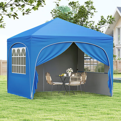 Carpa de dosel emergente de 10 x 10 pies con 4 paredes laterales extraíbles - Azul