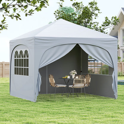 10 X 10 FT Pop up Canopy Tent with 4 Removable Sidewall-White