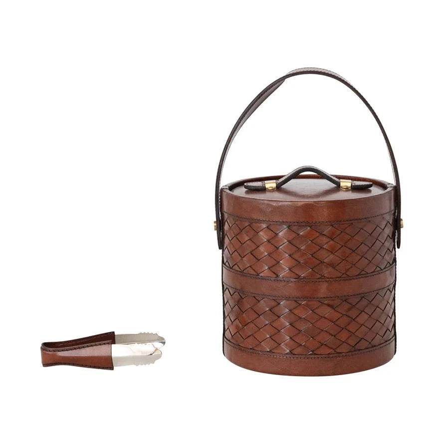 Canton Woven Leather Ice bucket and Tons - Set of 2 - Tampa Home & Garden Store