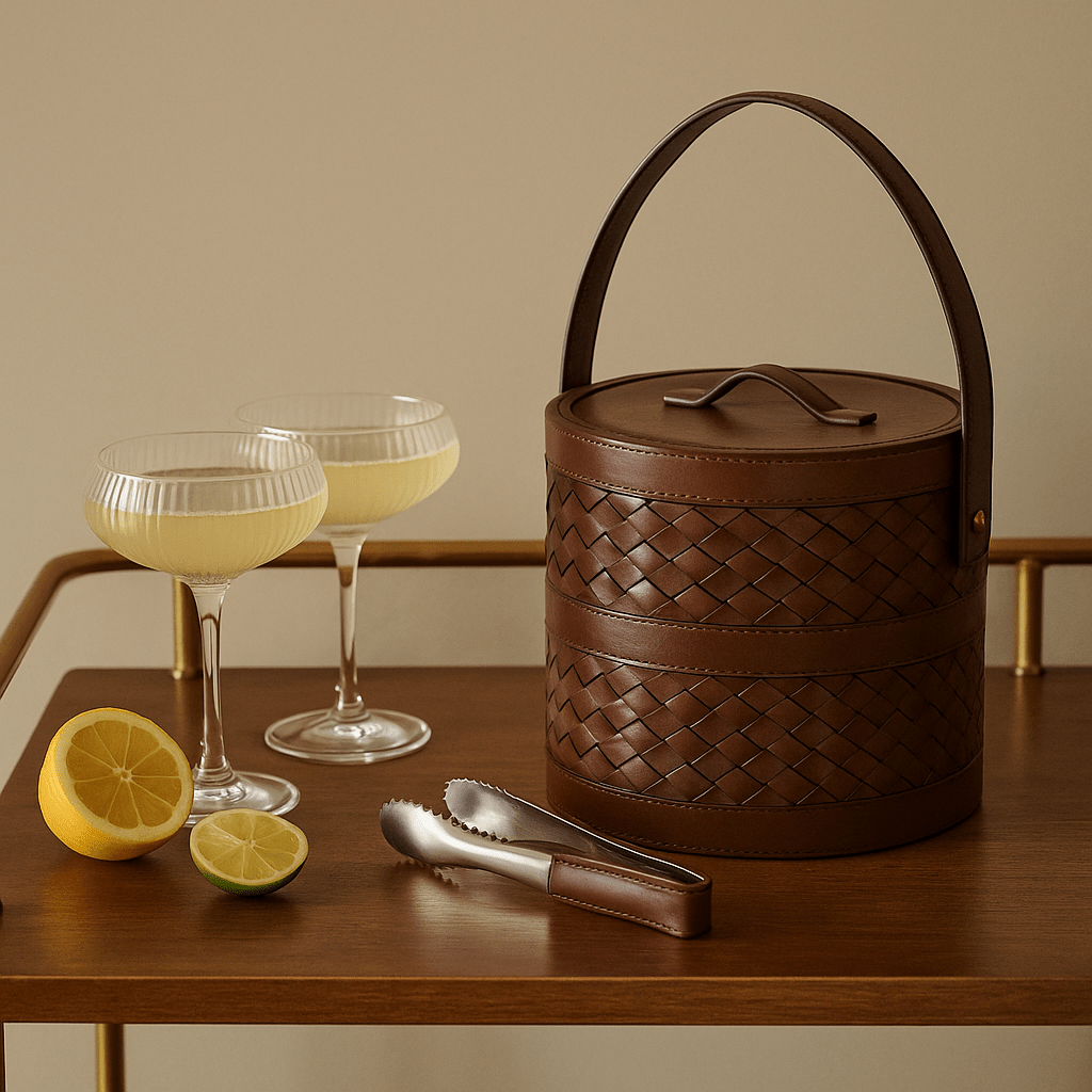 Canton Woven Leather Ice bucket and Tons - Set of 2 - Tampa Home & Garden Store