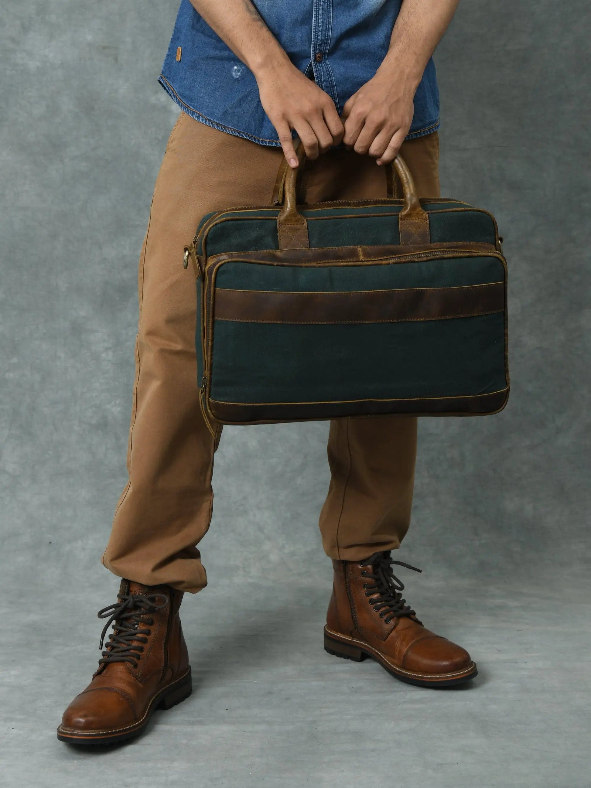 Canvas Green Briefcase - Tampa Home & Garden Store
