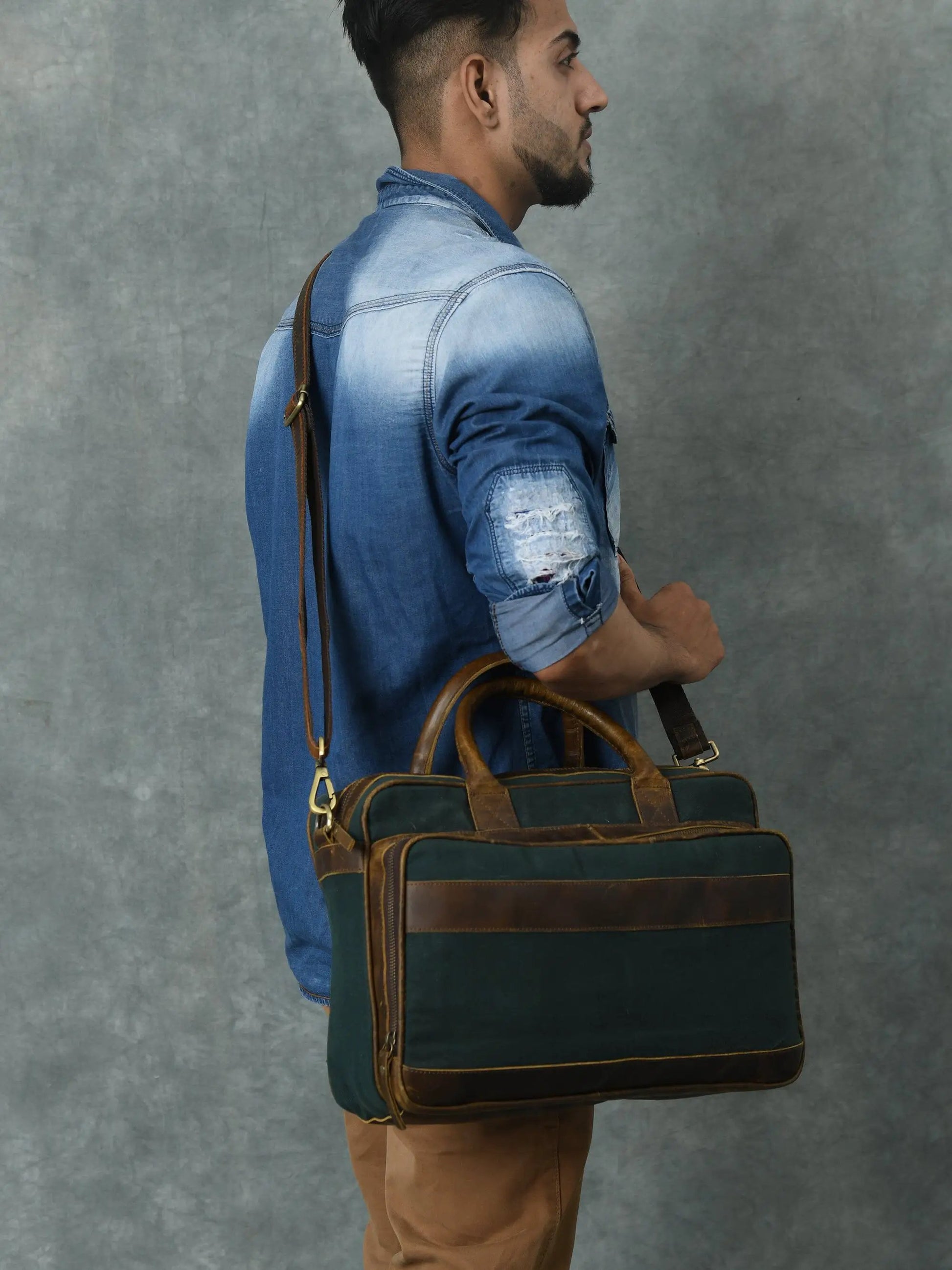 Canvas Green Briefcase - Tampa Home & Garden Store