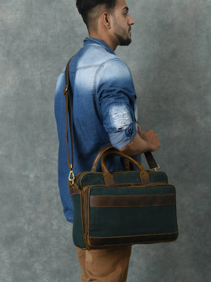 Canvas Green Briefcase - Tampa Home & Garden Store