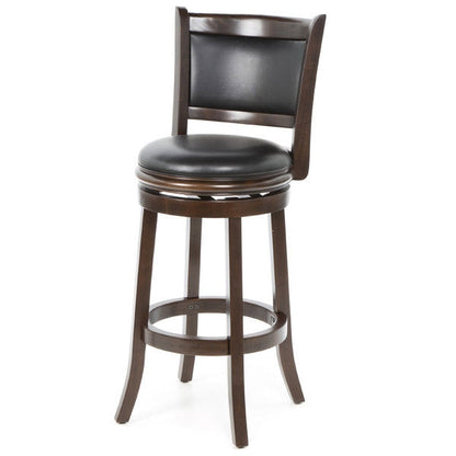Cappuccino 29-inch Swivel Barstool with Faux Leather Cushion Seat - Tampa Home & Garden Store