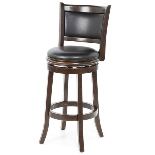 Cappuccino 29-inch Swivel Barstool with Faux Leather Cushion Seat - Tampa Home & Garden Store