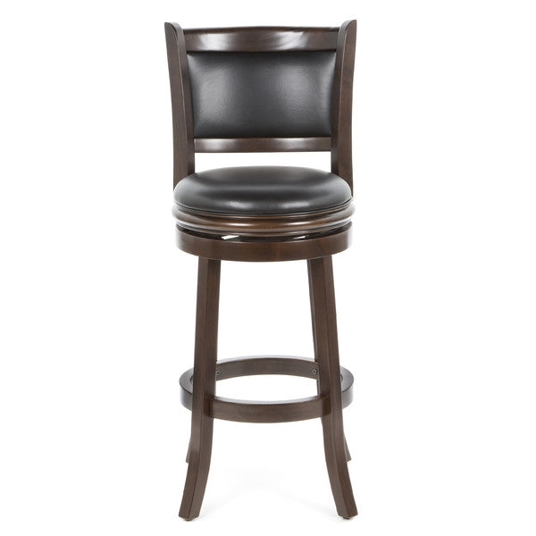 Cappuccino 29-inch Swivel Barstool with Faux Leather Cushion Seat - Tampa Home & Garden Store