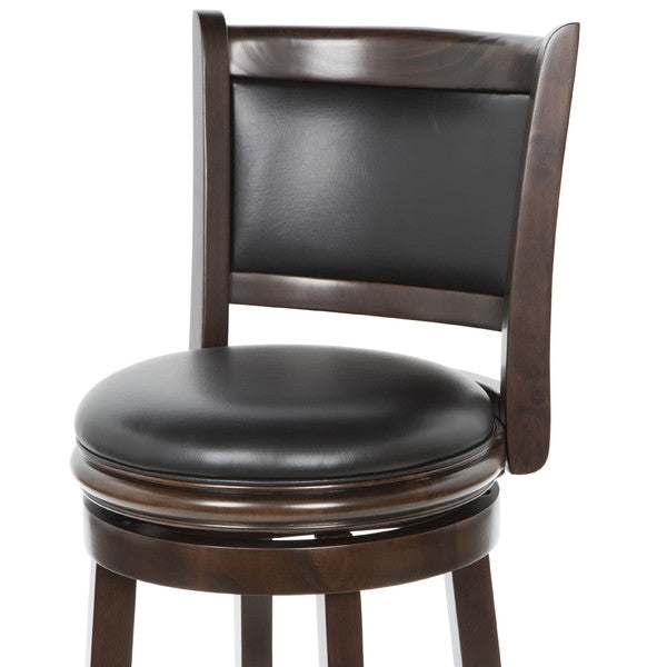Cappuccino 29-inch Swivel Barstool with Faux Leather Cushion Seat - Tampa Home & Garden Store