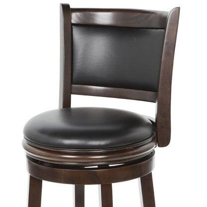 Cappuccino 29-inch Swivel Barstool with Faux Leather Cushion Seat - Tampa Home & Garden Store