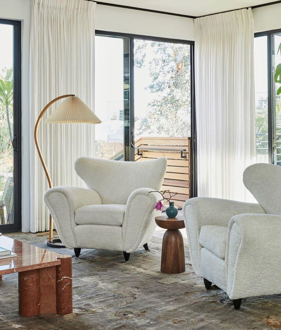 Arbora Arc floor lamp in beech wood with pleated shade for living room on Tampa Home & Garden Store